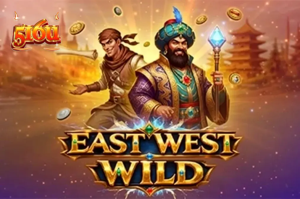 Interface do slot East West Wild com símbolos temáticos e elementos da Rota da Seda